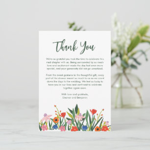 Cartão De Agradecimento Jardim Colorido Floral Chuva de Mensagem Personali