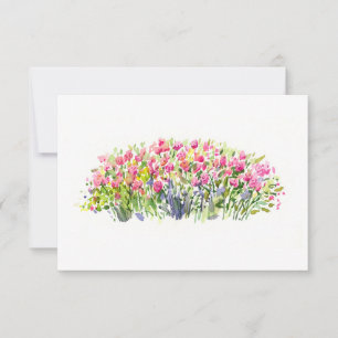 Cartão De Agradecimento Jardim Cor-de-Rosa em Flor – Design Floral Minimal