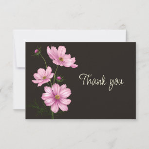 Cartão De Agradecimento Jardim Cosmos Flor Floral Buquê Obrigado