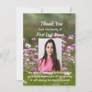 Cartão De Agradecimento Jardim de Cosmos Personalizado Memorial Flores Obr