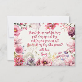 Cartão De Agradecimento Jardim de fadas aquarela aniversário infantil