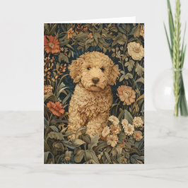Cartão De Agradecimento Jardim de Flor Vintage da Cachorro de Goldendoodle