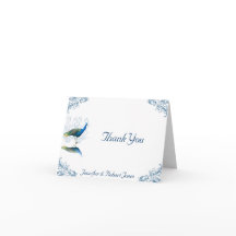 Jardim de Pavão em Azul e Branco Obrigado