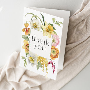 Cartão De Agradecimento Jardim de Primavera Brilhante Aquarela Floral Obri