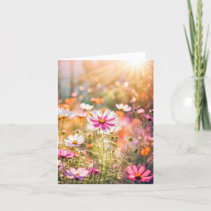 Cartão De Agradecimento Jardim do Cosmos Rosa Para A Simpatia Obrigado