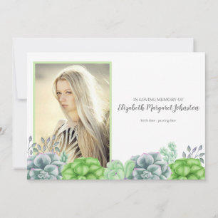 Cartão De Agradecimento Jardim elegante do Succulent em funeral Loving da