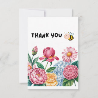 Cartão de Agradecimento Jardim Floral Elegante