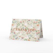 Cartão de Agradecimento Jardim Floral Verde