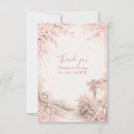Cartão De Agradecimento Jardim Romântico Sakura Felicidade Nupcial