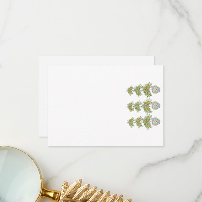 Cartão De Agradecimento Jarras de Gengibre com Topiaria de Laranjeira (Frente/Verso In Situ)