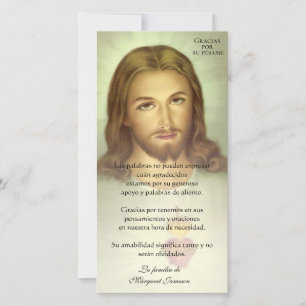 Cartão De Agradecimento Jesus católico Condolências funerárias espanhol