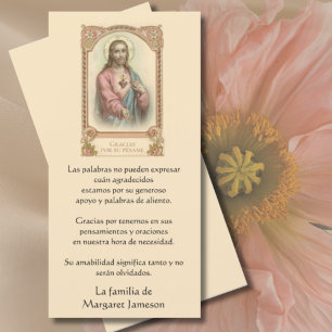 Cartão De Agradecimento Jesus católico Condolências funerárias espanhol