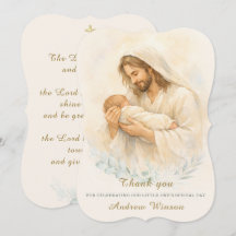 Jesus Holding Baby Baptism Thank You Watercolor
