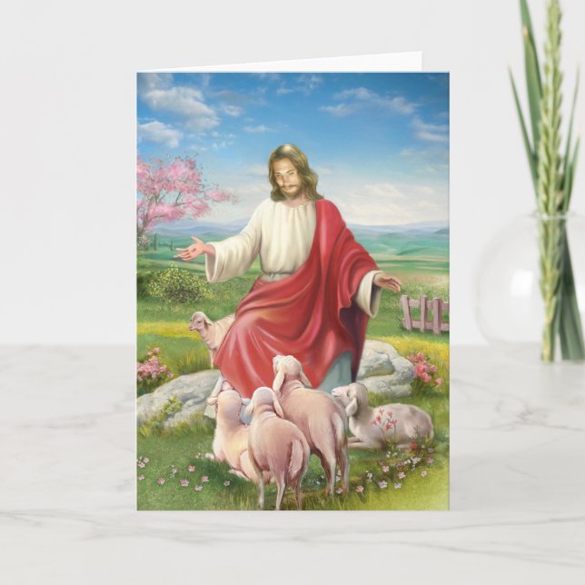 Cartão De Agradecimento Jesus, o pastor (Frente)