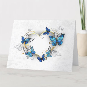 Cartão De Agradecimento Jewelry Heart with Butterflies Morpho