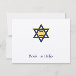 Cartão De Agradecimento Jewish Star Hebrew Bar inicial Mitzvah Obrigado