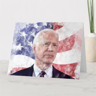 Cartão De Agradecimento Joe Biden retrata aquarela com bandeira americana