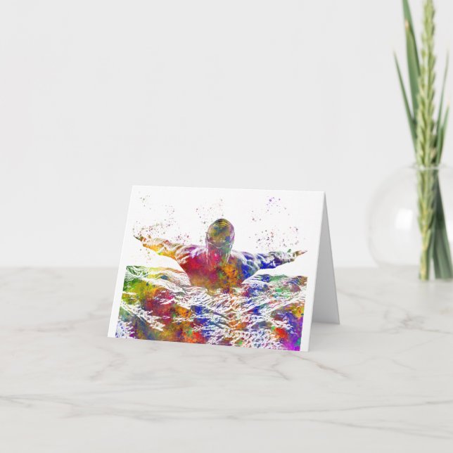 Cartão De Agradecimento Jogador de futebol em aquarela (Frente)