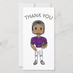Cartão De Agradecimento jogador de futebol retrô vintage roxo preto simple