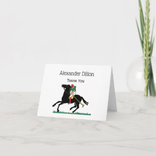 Cartão De Agradecimento Jogador de Polo Antigo em Pônei de Polo