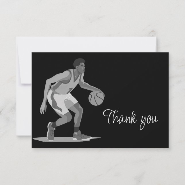 Cartão De Agradecimento Jogo de Basquete Obrigado (Frente)