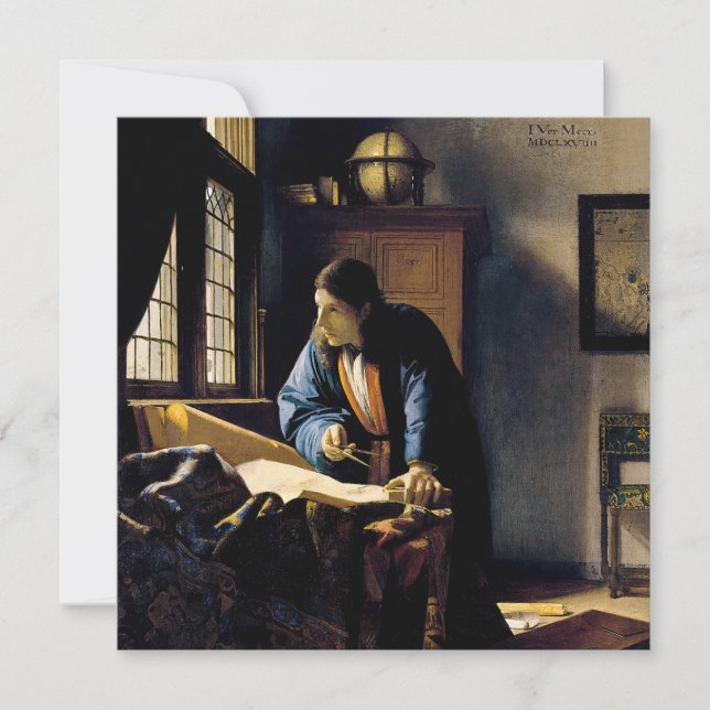 Cartão De Agradecimento Johannes Vermeer - A Geógrafa (Frente)