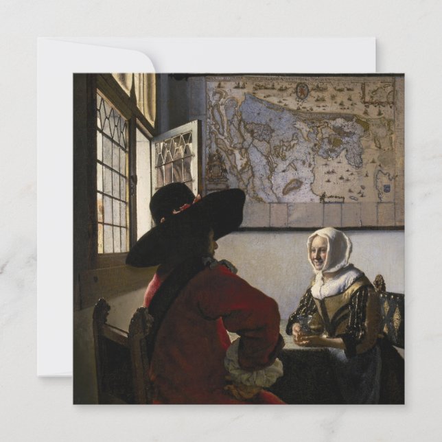 Cartão De Agradecimento Johannes Vermeer - Oficial com uma Garota Rindo (Frente)