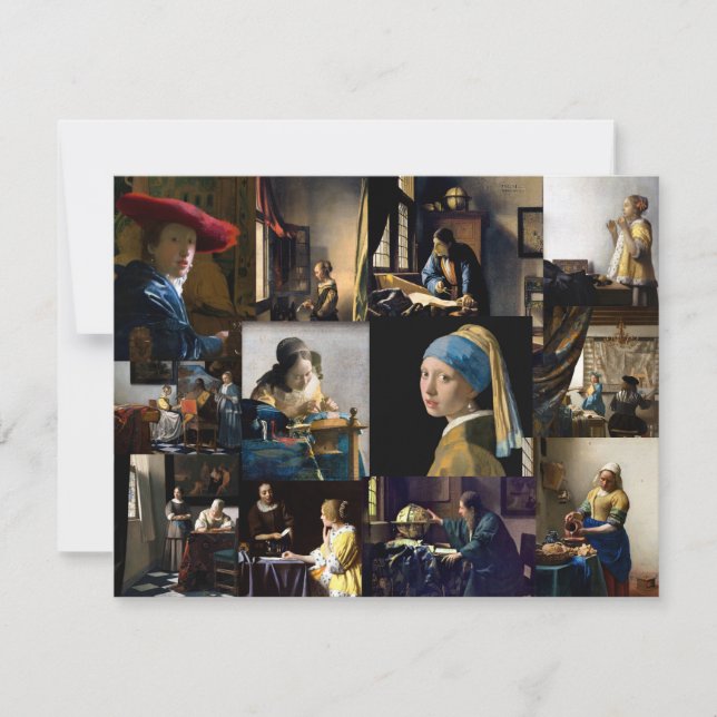 Cartão De Agradecimento Johannes Vermeer - Patchwork de obras-primas (Frente)