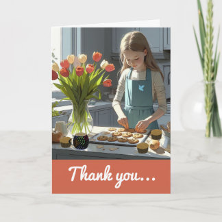 Cartão De Agradecimento Jovem Menina Confeiteira de Cookies Obrigada