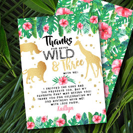 Cartão De Agradecimento Jovem Selvagem e Três Meninas Terceiro Aniversário