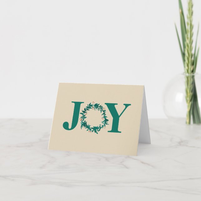 Cartão De Agradecimento Joy Christmas Wreath com Berries (Frente)