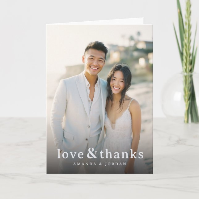 Cartão De Agradecimento Joyful Beige Elegant Photo (Frente)