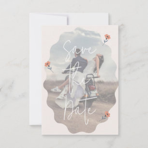 Cartão De Agradecimento Joyful Retro Pink Weding the date card