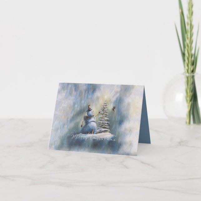 Cartão De Agradecimento Joyful Snowman 4 x 5.6" (Frente)