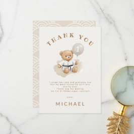 Cartão De Agradecimento Judo Bear Turns One" – 1st Birthday 【Black-belt】