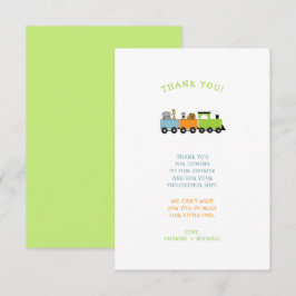 Cartão De Agradecimento JUNGLE ANIMAL TRAIN chá de fraldas, obrigado