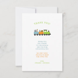 Cartão De Agradecimento JUNGLE ANIMAL TRAIN chá de fraldas, obrigado
