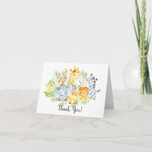 Cartão De Agradecimento Jungle Animals Baby Shower Thank You Note