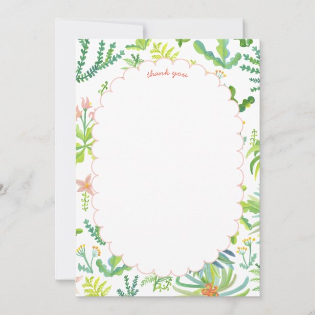 Cartão De Agradecimento Jungle Garden Watercolor Custom BRIDAL SHOWER (Frente)