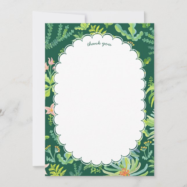 Cartão De Agradecimento Jungle Garden Watercolor Custom BRIDAL SHOWER (Frente)
