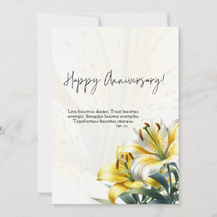 Cartão De Agradecimento JW Happy Anniversário Card Lírios Amarelo e Branco