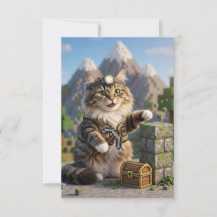 Cartão De Agradecimento KAM KAM O Explorador Voxel Arte de Gato Gamer Real