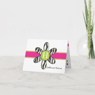 Cartão De Agradecimento Katherine - Zebra e Rosa Quente