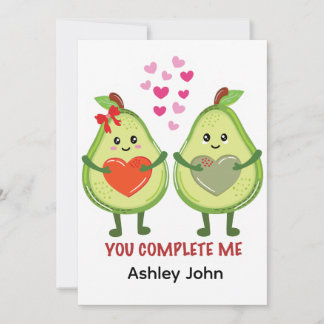 Cartão De Agradecimento Kawaii Avocado Couple You Complete Me 