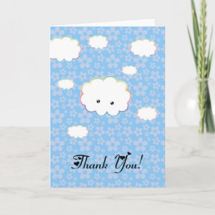 Cartão de Agradecimento Kawaii Cloudy