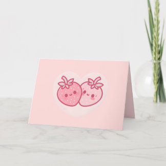 Cartão De Agradecimento Kawaii Namorados Rosa Morangos