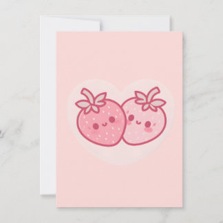 Cartão De Agradecimento Kawaii Namorados Rosa Morangos
