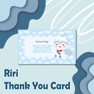 Cartão de Agradecimento Kawaii Riri para Pequenos 