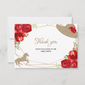 Cartão De Agradecimento Kentucky Derby Rosa vermelha Wedding