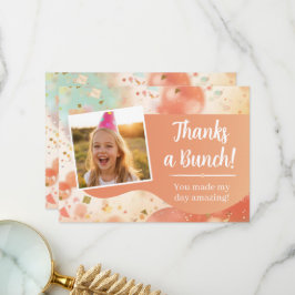 Cartão De Agradecimento Kids Birthday Photo Thanks a Bunch Pastel Confetti